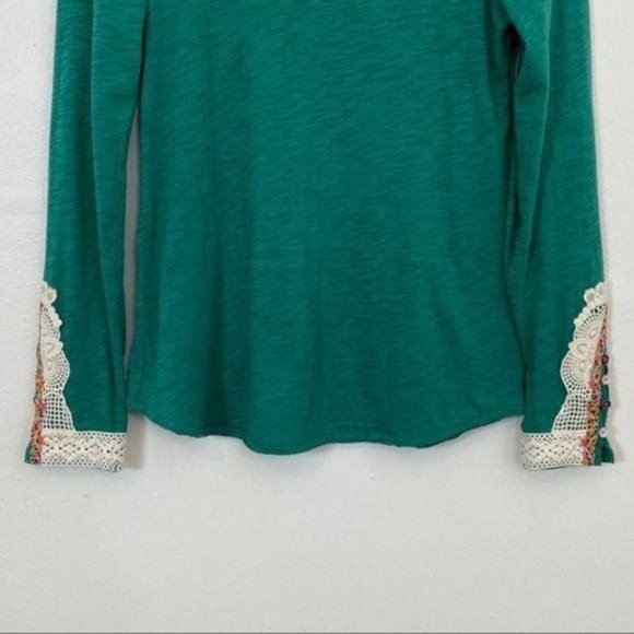 Anthropologie Little Yellow Button Top Green Long Sleeve - Picture 3 of 9
